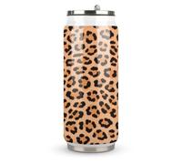 Mini Honeycomb Leopard Print Printed Stainless Steel Thermos Cup with Lid and Straw Suitable for Use in The Car Traveling Fitness Outdoor Activities Cafes Offices Home Use Etc