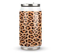 Mini Honeycomb Leopard Print Printed Stainless Steel Thermos Cup with Lid and Straw Suitable for Use in The Car Traveling Fitness Outdoor Activities Cafes Offices Home Use Etc