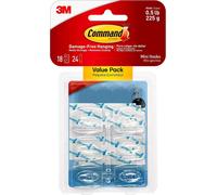 Mini Hook Value Pack of 18 Mini Hooks and 24 Small Adhesive Strips Transparent