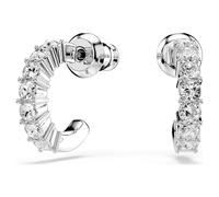 Swarovski Mini Hoop hoop earrings, Round cut, White, Rhodium plated