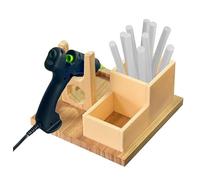Mini Hot Glue Gun Holder with Glue Stick Organizer, 1 Hot Glue Gun Stand and 2 Storage Boxes, Wooden Hot Glue Gun Kit Storage Compartments, for DIY, Crafts, Home School Project