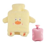 Mini Hot Water Bottle 1000ML with Soft Fluffy Cover,Hand Feet Warmer,Cute Leakproof Hot Water Bottle for Neck Shoulder Back Pain Relief,Warm Gift for Women,Kids (Yellow,Duck)