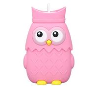 Mini Hot Water Bottle Silicone Microwave Heating Cartoon Style of Owl for Winter Travel (Pink)
