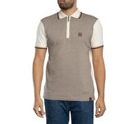 Mini Houndstooth Zip Panel Polo Shirt Ecru L