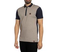 Mini Houndstooth Zip Panel Polo Shirt Navy XL