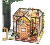 Mini House Building Kit | Greenhouse Building Set with Furniture and Tool Glue | Handmade Wooden Model, Creative Projects Crafts for Adults Home Room Decor
