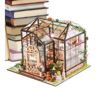 Mini House Building Kit | Greenhouse Building Set with Furniture and Tool Glue | Handmade Wooden Model, Creative Projects Crafts for Adults Home Room Decor
