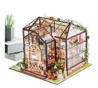 Mini House Building Kit - Greenhouse Model Building Kit with Furniture and Tool Glue | Handmade Wooden Model, Creative Projects Crafts for Adults Home Room Decor
