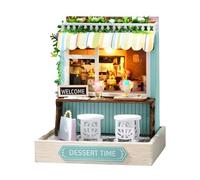 Mini House Building Kit,Wooden Crafts with Dust Cover | Small Dessert Time Craft Build Kit | for Living Room Bedroom Kitchen Office Shelf Entryway Classroom Apartment Christmas Holiday
