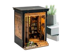 Mini House Construction Kit, Wooden Japanese Style Table Decoration, Bookhouse Craft Set, for Adults, Teenagers, Collectors, Living Room, Bedroom, Study Room, Bookcase, Display Case