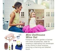 Mini House Drink Accessories | Cellar Simulation Red Bottle Model Bar Wine Basket Miniature Playhouse