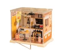 Mini House Kit - 6.93 Inches ABS | Tiny House Building Toy Set, Miniature Coffee Shop Kitchen Model, Handmade Assembly Craft For Teens Adults Home Decor Display Gift