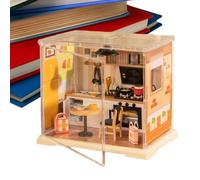 Mini House Kit, Doll House Making Set, Realistic Miniature Coffee Shop Kitchen Building Set, Handmade Assembly Model Toy for Teens Adults