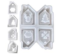 Mini House Silicone Mould, 4-Way Christmas Casting Tools - Home Decoration Cement Moulds - For Teachers For Plaster Art Creative Hobbyists DIY Theme Events Workshops Jewellery Maker Designer