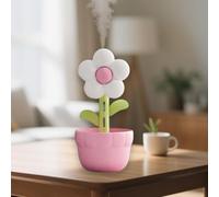 Mini Humidifier for Bedroom, Cute Flowerpot Cool Mist Humidifier with LED Light, 300ml Personal Desktop Air Humidifier for Car Office Home Travel, Waterless Auto Shut-off & Super Quiet (White Flower)