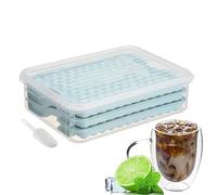Mini Ice Ball Maker, 369 Grids Round Ice Cube Tray with Lid and Storage Bin, Tiny Sphere Ice Mould with Scoop for Whiskey Cocktail Juice, Large Capacity Flexible Freezer Tray Set (Blue)