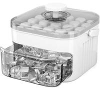 Mini Ice Cube Maker with Lid & Bin, Compact Press-Type Tray for Rv & Office Freezer, Easy Ice Storage & Quick Freeze Solution White