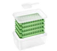 Mini Ice Cube Tray, 4 Pack Small Ice Cube Tray with Lid and Bin, 104x4 Pcs Tiny Round Ice Trays for Freezer, Crushed Ice Trays Easy Release for Chilling Drinks, Coffee, Cocktail, Juice (Green)