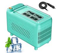Mini Ice Maker, Ice Cube Making Machine, 8/12 Thick Square Ice Cubes, with Car Power Cord for Home Office Dorm Camping RV Travel Outdoor Use green 8