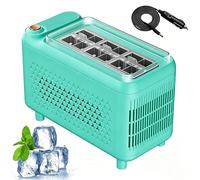 Mini Ice Maker, Ice Cube Making Machine, 8/12 Thick Square Ice Cubes, with Car Power Cord for Home Office Dorm Camping RV Travel Outdoor Use green 12