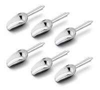 Mini Ice Scoop Set of 6, E-far 3 Ounce Stainless Steel Kitchen Utility Scoops, Ideal for Candy/Ice Cube/Flour/Sugar/Coffee.