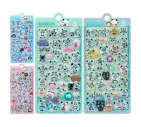 Mini Inflatable Stickers | 4 Pieces Embossed Panda Decorations | Mini Stickers 3D Embossed for Album, for Children Adults Diary Diary Scrapbook Laptop Water Bottles Parties Awards Class