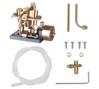 Mini Inline Double-Cylinder Swing Steam Engine Model Brass Metal Engine for Retro Boat Models Under 40cm, High Speed Steam Power Physics Educational Demonstration(No Boiler)