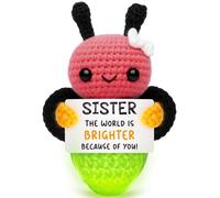 Mini Inspirational Gifts for Sister - Handmade Crochet Firefly, Birthday Gift for Sister Women, Soul Sister Present, Best Friend Like Sister Gift, Sentimental Self Care Christmas Stocking Stuffer