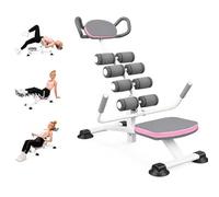 Mini Inversion Table for Back Stretching, Foldable Back Stretcher with Adjustable Angle and Lumbar Support Belt, Portable Inversion Therapy Bench, 200 kg Capacity for Home Gym Use (Pink & Gray)