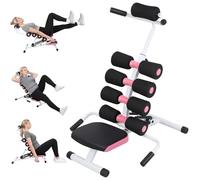 Mini Inversion Table with Adjustable Back Support, Portable Foldable Inversion Stool for Back Stretching, Heavy Duty Steel Lumbar Support Bench, Compact Yoga Inversions Table, 350lbs Capacity Pink Bl
