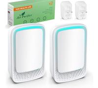 Mini Ionic Air Purifier for Bedroom Home (2PCS) - Plug-in Air Purifier for Pets, Smokers, Living Room, Kitchen, Bathroom & Study, Removes Odours & Dust - Quiet Operation, Filter-Free & Low Maintenance