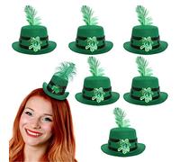 Mini Irish Hat With Feather - Green Fascinator Hat With Clover and Ribbon Decorations Plus Large Green Feather - Perfect Saint Patricks Day Costume Accessory - Pack Of 1