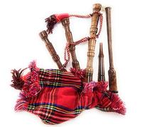 Mini Irish Rosewood Bagpipe Royal Stewart Cover and Starter Cord Playable for Beginners Babies Kids Junior Toy Perfect Gift Set Comes with 2 Free Reeds
