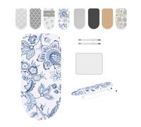 Mini Ironing Board Cover Tabletop Ironing Cover Elastic Cord Heat Resistance Iron Board Covers With Cotton Pads, Sleeve Iron Board Covers(White blue)