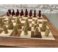 Mini Isle of Lewis Chess Set by Berkeley Chess with 2 inch King in Cream and Red