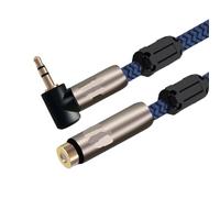 Mini Jack 3.5mm Extension Audio Cable Male to Female for Phone Headphone Stereo Car Speaker 3.5mm to 3.5mm OFC 75cm 1m 2m(Blue Angle Type,5m)