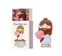 Mini Jesus Figures, Desktop Decor Sculpture, Inspirational Desk Ornament, Small Tabletop Craft, Bookcase Window Display, Bedside Study Accessory, Bedroom Living Room Decoration for Home Office Use