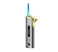 Mini Jet Lighter, Windproof Gas Lighter with Visible Window, Refillable and Adjustable Torch Lighter, Great Gifts for Men and Women and Candles Cigar, BBQ, Camping (Sold without Gas)