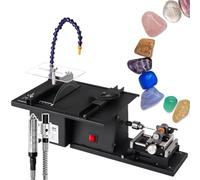 Mini Jewelry Lapidary Table Saw, 5-in-1 Multi-Function Tool for Cutting, Grinding, Carving, Polishing, Drilling, Supports Water Cooling, Includes Flexible Shaft Handle for Precision Work