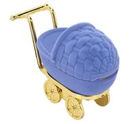 Mini Jewelry Travel Case, Baby Carriage Ring Holder Soft Flocking Earring Case Organizer Vintage Jewelry Box Gift for Women Girls(blue)