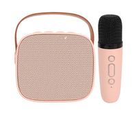Mini Karaoke Machine 10M Wireless ABS Portable Speaker Voice Changing Multiple Play Modes with Microphone for Party (Pink Single Microphone 800mAh Lithium Ion Battery)