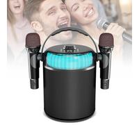 Mini Karaoke Machine, 2 Wireless Microphones, LED Colorful Lighting, Support AUX/TF Card/U Disk, Large Speaker/Bluetooth 5.0 for Picnic, Home Party