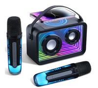 Mini Karaoke Machine - Bluetooth Portable Karaoke Speaker with 2pcs Wireless Microphones (Black)