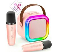 Mini Karaoke Machine for Kids, 2025 TOP Toys Birthday Gifts Ideas for Girls Ages 4, 5, 6, 7, 8, 9, 10, 12+ Years Old, Portable MP3 Player with 2 Wireless Mics for Party (Pink)
