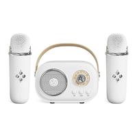 Mini Karaoke Machine for Kids Adults, Portable Bluetooth Karaoke Machine with 2 Wireless Microphones and 6 Sound Modes, Singing Speaker Karaoke Player for Party, Home, Gifts for Girls Boys (White)