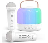 Mini Karaoke Machine for Kids Adults,Portable Bluetooth Karaoke Speaker with 2 Wireless Microphones Toys Gifts for Girls 4 5 6 7 8 9 10 11 12+ Years Old with LED Lights Birthday Home Party-White