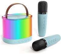 Mini Karaoke Machine for Kids Adults, Portable Bluetooth Speaker with 2 Wireless Microphones for Home Party for Adults, Birthday Toys for Boys or Girls Ages 3-12(Blue)