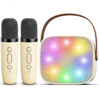 Mini Karaoke Machine for Kids Adults,Portable Bluetooth Speaker with 2 Wireless Microphones,MP3 Music Player for Girls Boys 3-11,12+ Years Old,Gifts for Family Home Birthday Party (White)