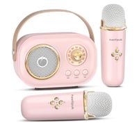 Mini Karaoke Machine for Kids Adults,Portable Bluetooth Speaker with 2 Wireless Microphones, Present Toys for Girls 3, 4, 5, 6, 7, 8+ Years Old Toddler Teens Birthday Family Home Party-Pink
