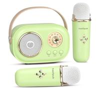 Mini Karaoke Machine for Kids Adults,Portable Bluetooth Speaker with 2 Wireless Microphones, Present Toys for Girls 3, 4, 5, 6, 7, 8+ Years Old Toddler Teens Birthday Family Home Party-Green